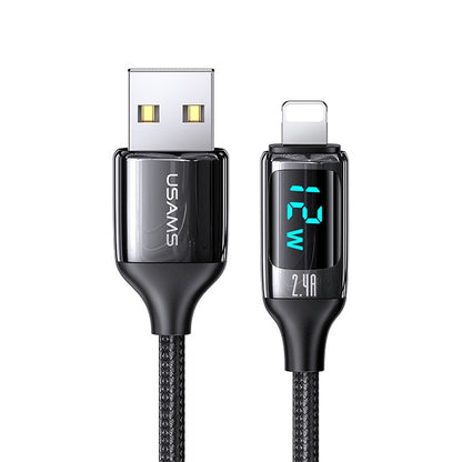 USAMS US-SJ543 U78 8 Pin Aluminum Alloy Digital Display Charging Data Cable, Length: 1.2m (Black) - Normal Style Cable by USAMS | Online Shopping UK | buy2fix