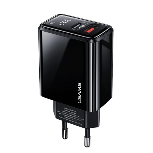 USAMS US-CC133 T40 PD + QC3.0 Ports Fast Charger Power Adapter with Digital Display, EU Plug - Apple Accessories by USAMS | Online Shopping UK | buy2fix