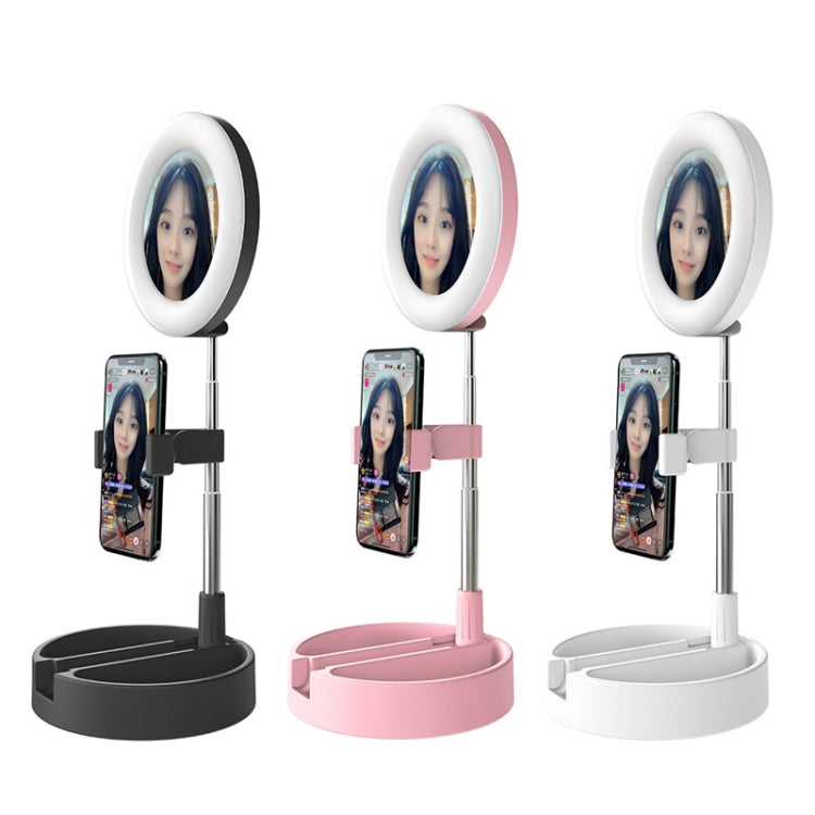 WK G3 Folding Storage Type Desktop Multi-function Live Light Makeup Mirror Holder (Pink) - Selfie Light by WK | Online Shopping UK | buy2fix