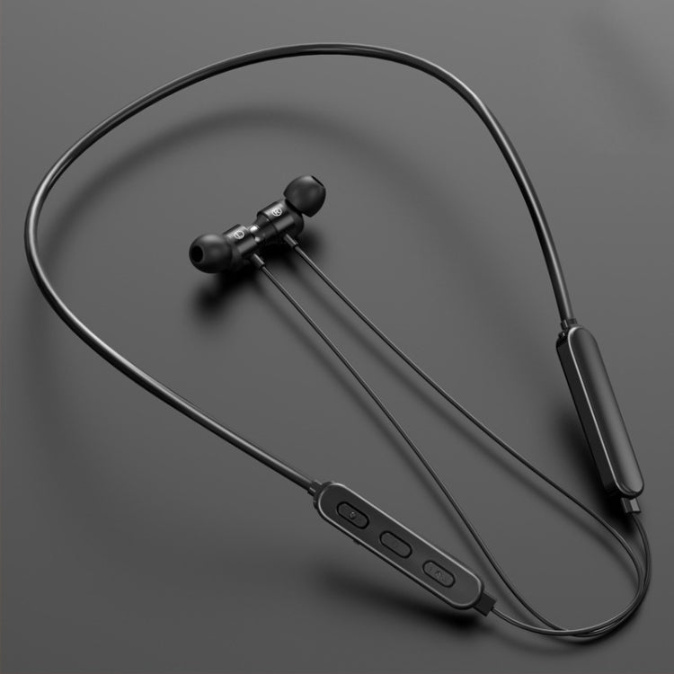 Bluetooth 5.1 Round Wire Neck-mounted Bluetooth Sports Earphone with Magnetic Function(Black) - Neck-mounted Earphone by buy2fix | Online Shopping UK | buy2fix