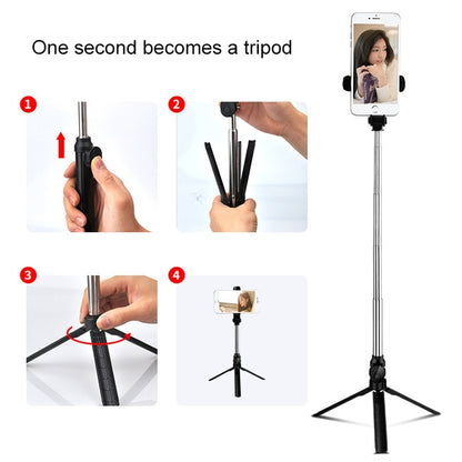 XT10 Multi-function Mobile Live Broadcast Bluetooth Self-timer Pole Tripod (Pink) - Selfie Sticks by buy2fix | Online Shopping UK | buy2fix