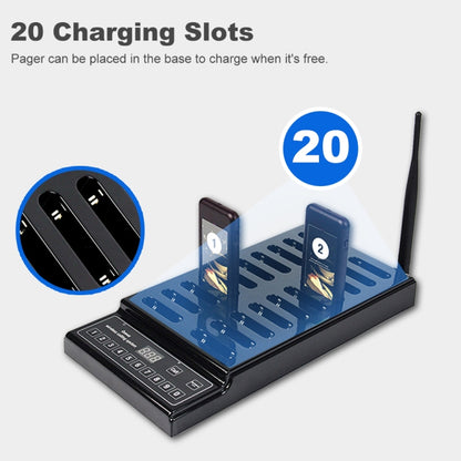 QC100 999 Channel Restaurant Wireless Paging Queuing Calling System with 20 Call Coaster Pagers, US Plug - Security by buy2fix | Online Shopping UK | buy2fix
