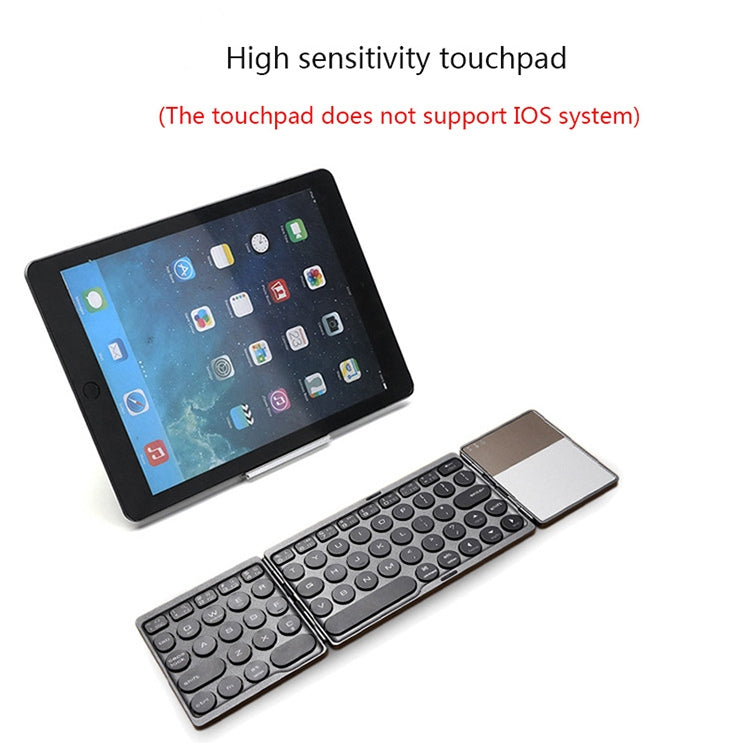 B052 Universal Round Keycap Mini Three-fold Bluetooth Wireless Keyboard with Touchpad (Silver) - Mini Keyboard by buy2fix | Online Shopping UK | buy2fix