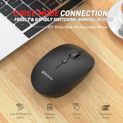 MKESPN 859 2.4G+BT5.0+BT3.0 Three Modes Wireless Mouse (Black) - Wireless Mice by MKESPN | Online Shopping UK | buy2fix