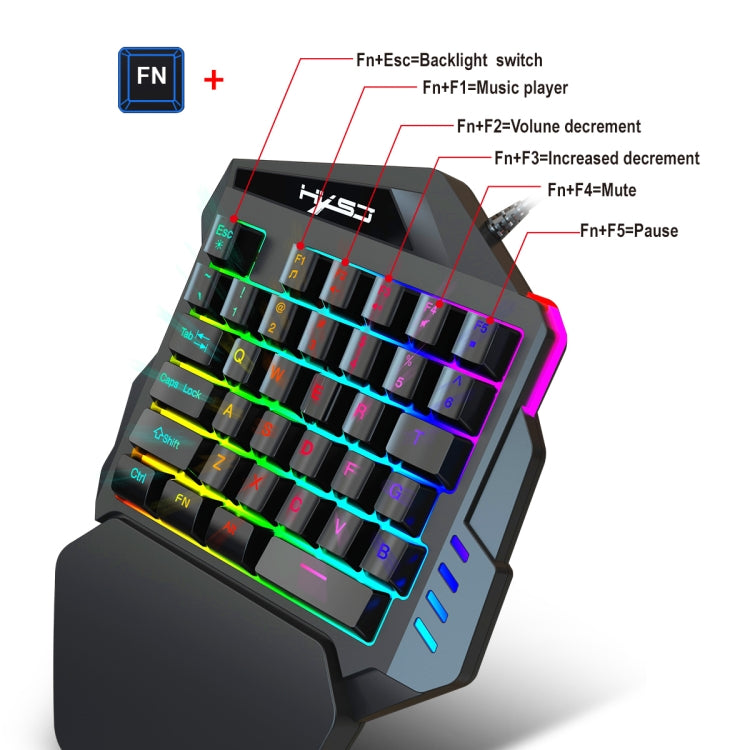 HXSJ V100 Universal One-hand 35-Keys Mechanical Blue Axis Seven-color Backlight Wired Gaming Keyboard, Length: 1.6m - Other Accessories by HXSJ | Online Shopping UK | buy2fix