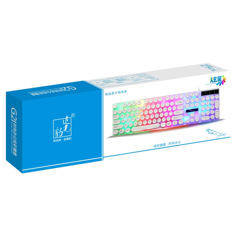 Chasing Leopard G21 USB 104-keys Waterproof Floating Round Punk Keycap Colorful Backlight Mechanical Feel Wired Keyboard, Length: 1.3m(White) - Wired Keyboard by buy2fix | Online Shopping UK | buy2fix