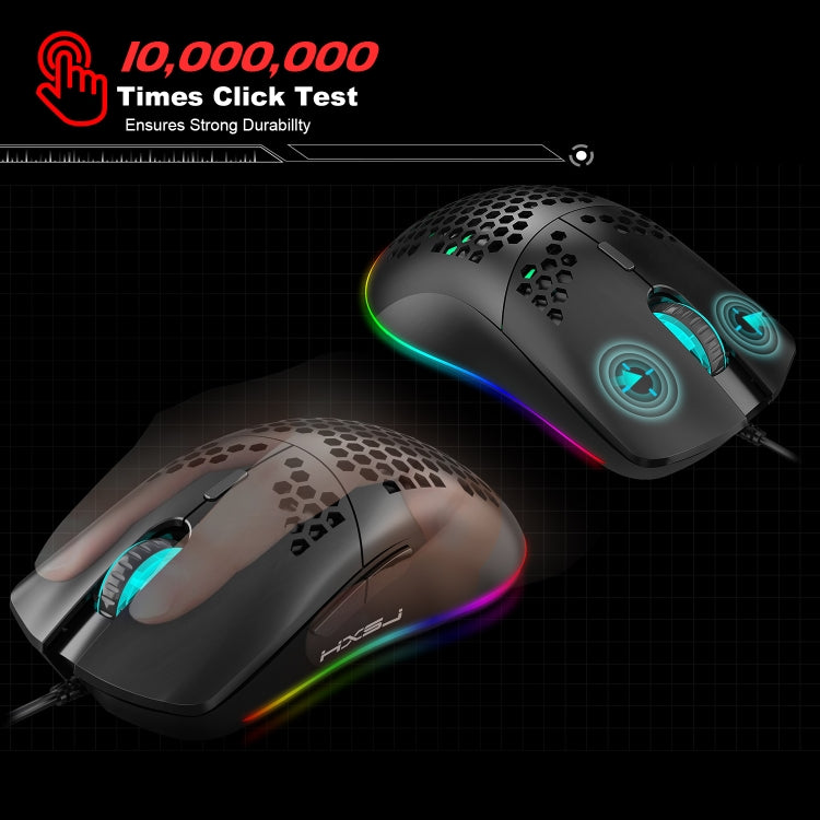 HXSJ J900 6 Keys RGB Lighting Programmable Gaming Wired Mouse (Black) - Wired Mice by HXSJ | Online Shopping UK | buy2fix