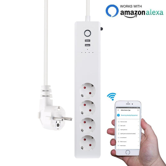 Xenon SM-SO306-2 2 x USB Ports + 4 x EU Plug Jack WiFi Remote Control Smart Power Socket Works with Alexa & Google Home, Cable Length: 1.5m, AC 110-240V, EU Plug - Consumer Electronics by buy2fix | Online Shopping UK | buy2fix