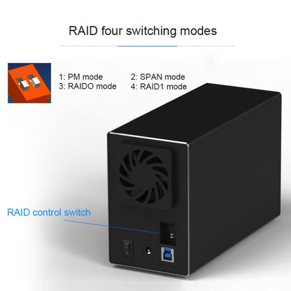 Blueendless Type-C / USB-C Interface 3.5 inch 2 Bay RAID Combination Array HDD External Enclosure (EU Plug) - HDD Enclosure by Blueendless | Online Shopping UK | buy2fix