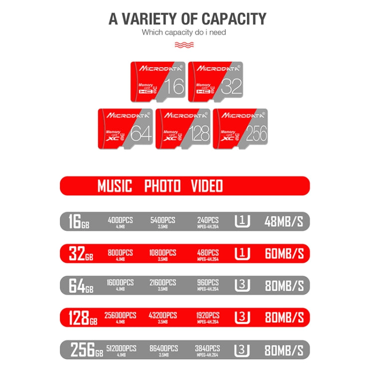 MICRODATA 256GB Class10 Red and Grey TF(Micro SD) Memory Card - Micro SD Card by MiCRODATA | Online Shopping UK | buy2fix