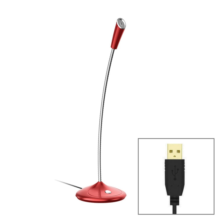 BK Desktop Gooseneck Adjustable USB Wired Audio Microphone, Built-in Sound Card, Compatible with PC / Mac for Live Broadcast, Show, KTV, etc.(Red) - Consumer Electronics by buy2fix | Online Shopping UK | buy2fix