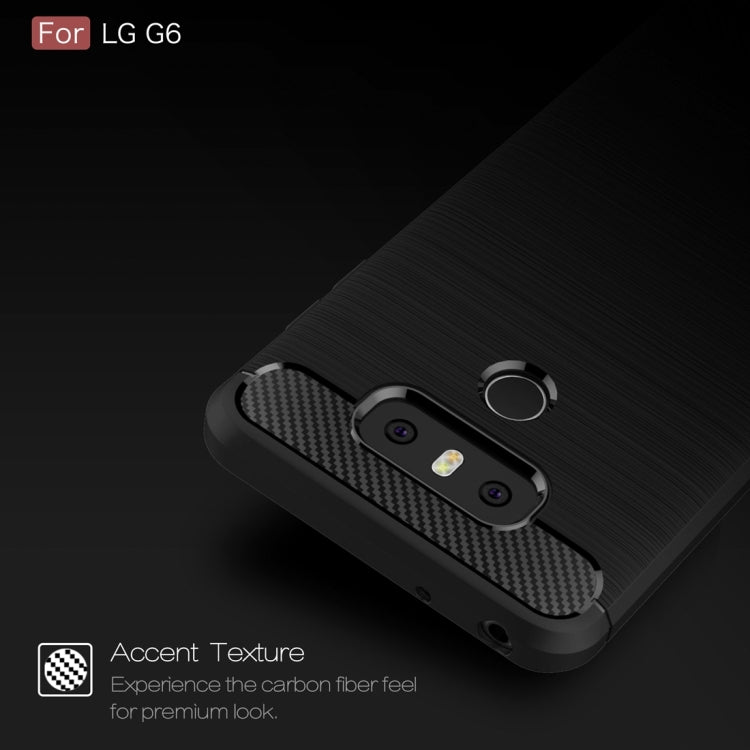 For LG G6 Brushed Carbon Fiber Texture Shockproof TPU Protective Cover Case(Black) - Mobile Accessories by buy2fix | Online Shopping UK | buy2fix