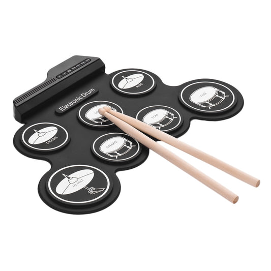 Portable Silicone Hand Roll USB Electronic Drum, Black Icon Version - Percussion Instruments by buy2fix | Online Shopping UK | buy2fix