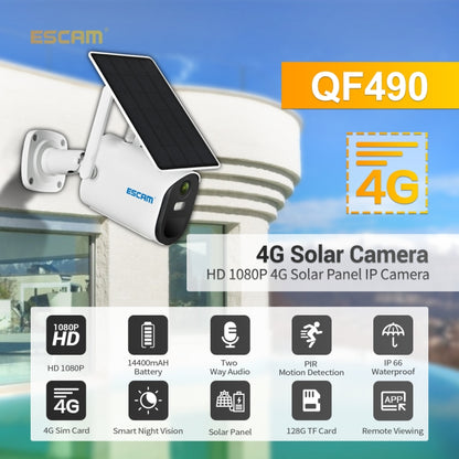 ESCAM QF490 HD 1080P 4G Solar Panel IP Camera, US / AU Version - Security by ESCAM | Online Shopping UK | buy2fix