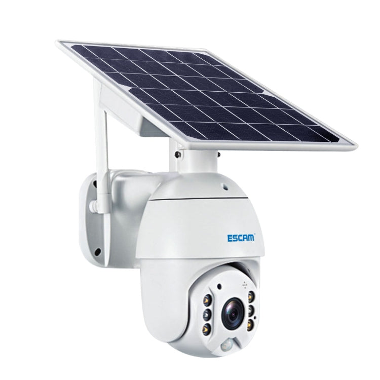 ESCAM QF480 EU Version HD 1080P IP66 Waterproof 4G Solar Panel PT IP Camera with Battery, Support Night Vision / Motion Detection / TF Card / Two Way Audio (White) - Dome Camera by ESCAM | Online Shopping UK | buy2fix