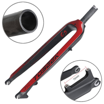 TOSEEK Ultra Light 27.5 Inch 405mm Mountain Bike Full Carbon Front Fork Straight Head Tube Disc Brake(Red) - Outdoor & Sports by TOSEEK | Online Shopping UK | buy2fix