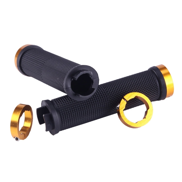 OQSPORT 2 PCS Bike Hand Grips Bilateral Lock Straight Barrel MTB Bicycle Anti-slip Handlebar Grips(Gold) - Outdoor & Sports by buy2fix | Online Shopping UK | buy2fix