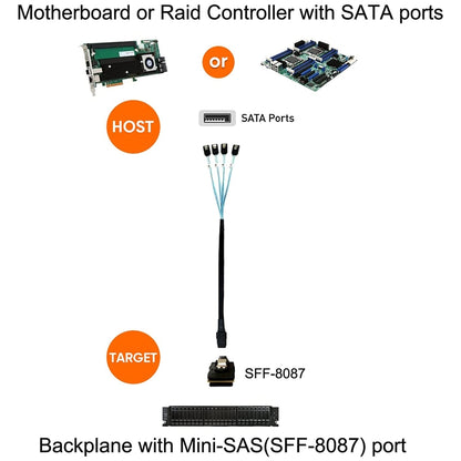 Mini SAS (SFF-8087) to 4 x SATA 7-Pin Female Forward Breakout 6Gbps Data Cable, Length: 50cm - eSATA & SATA & IDE by buy2fix | Online Shopping UK | buy2fix