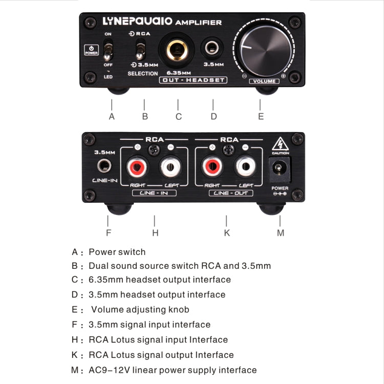 LINEPAUDIO B899 Pre-stage Stereo Signal Amplifier Booster Dual Sound Source Headphone Amplifier 2 in 3 out with Volume Control (Black) - Consumer Electronics by buy2fix | Online Shopping UK | buy2fix