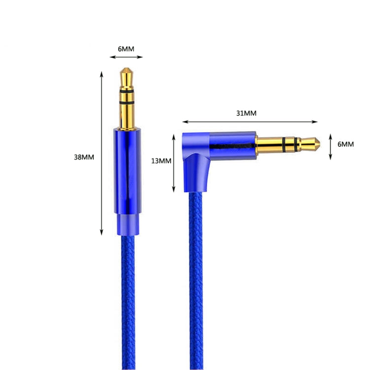 AV01 3.5mm Male to Male Elbow Audio Cable, Length: 3m (Blue) - Aux Cable by buy2fix | Online Shopping UK | buy2fix