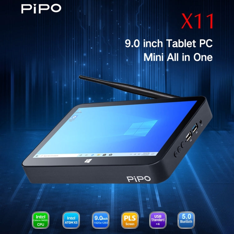 PiPo X11 TV Box Style Tablet Mini PC, 3GB+64GB, 9.0 inch Windows 10 Intel Celeron N4020 Quad Core up to 2.8GHz, US/EU Plug(Black) - Windows Mini PCs by PiPo | Online Shopping UK | buy2fix