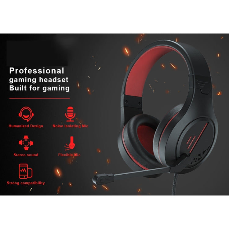 SADES MH601 3.5mm Plug Wire-controlled Noise Reduction E-sports Gaming Headset with Retractable Microphone, Cable Length: 2.2m(Black Red) - Multimedia Headset by SADES | Online Shopping UK | buy2fix