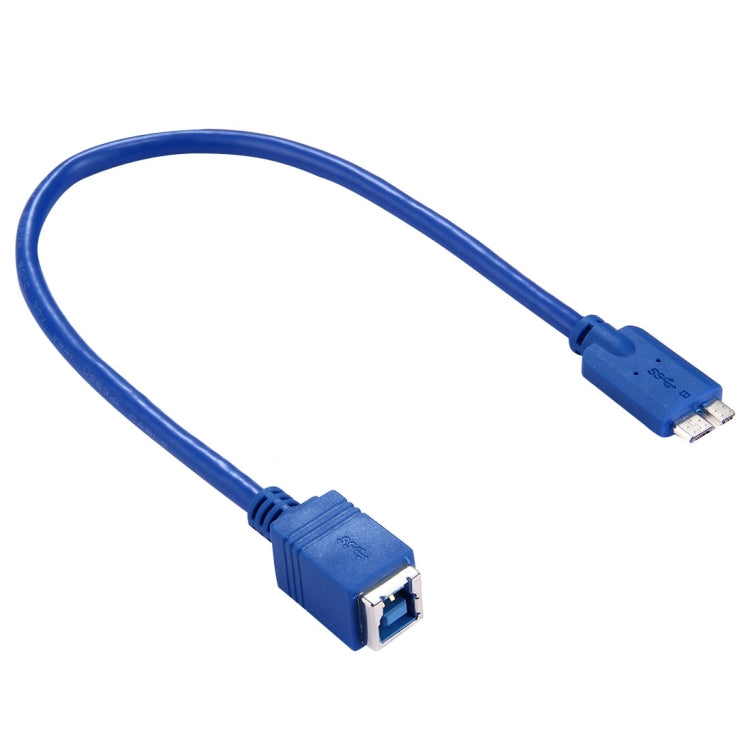 30cm USB 3.0 B Female to Micro B Male Connector Adapter Cable for Printer / Hard Disk(Blue) - USB 3.0 by buy2fix | Online Shopping UK | buy2fix