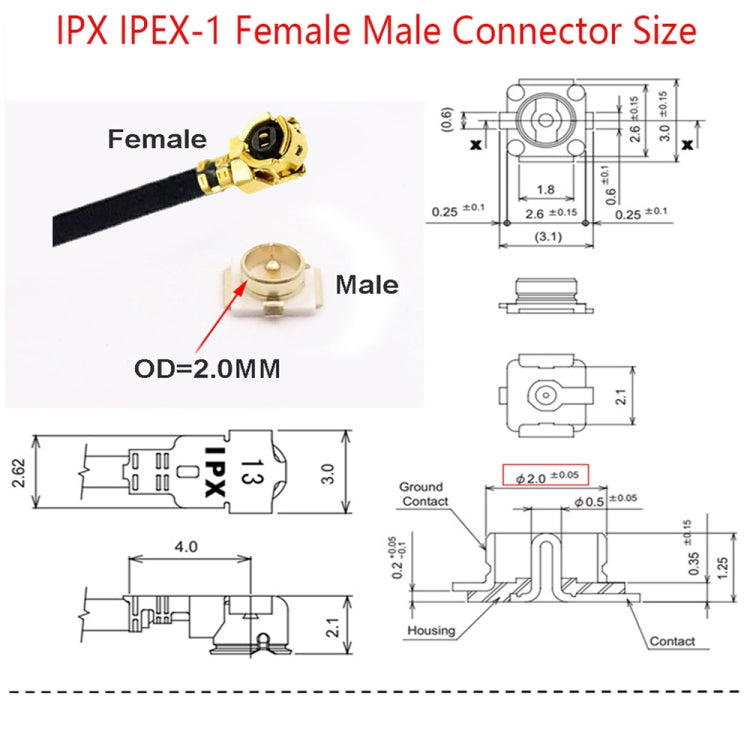 IPX Female to GG1737 MMCX Female RG178 Adapter Cable, Length: 15cm -  by buy2fix | Online Shopping UK | buy2fix