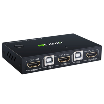 AM-KVM201 4K Ultra HD Metal Case 2 In 1 Out HDMI KVM Switch - Computer & Networking by buy2fix | Online Shopping UK | buy2fix