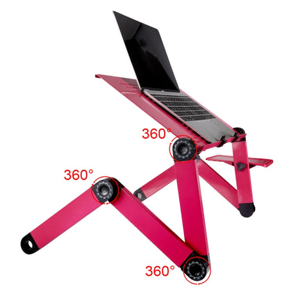 Portable 360 Degree Adjustable Foldable Aluminium Alloy Desk Stand with Cool Fans & Mouse Pad for Laptop / Notebook (Magenta) - Laptop Stand by buy2fix | Online Shopping UK | buy2fix