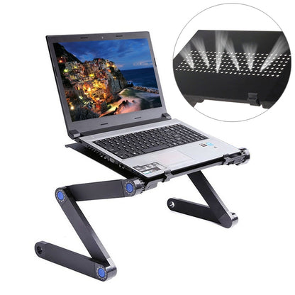 Portable 360 Degree Adjustable Foldable Aluminium Alloy Desk Stand for Laptop / Notebook, without CPU Fans & Mouse Pad(Black) - Laptop Stand by buy2fix | Online Shopping UK | buy2fix