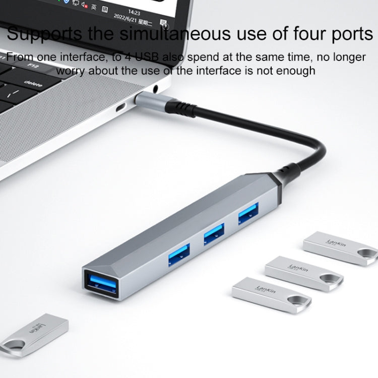 V252 4 in 1 USB-C / Type-C to USB Docking Station HUB Adapter - Computer & Networking by buy2fix | Online Shopping UK | buy2fix