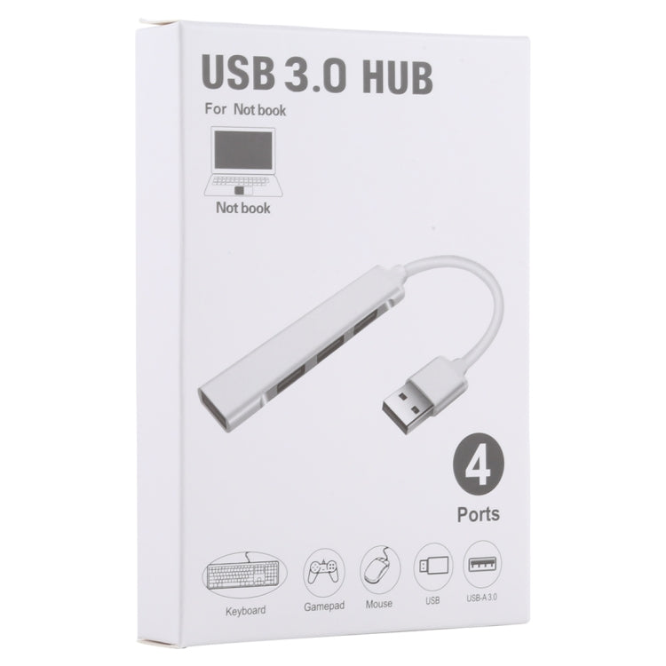 A-809 4 x USB 3.0 to USB 3.0 Aluminum Alloy HUB Adapter (Silver) - Computer & Networking by buy2fix | Online Shopping UK | buy2fix