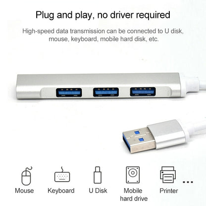 A-809 4 x USB 3.0 to USB 3.0 Aluminum Alloy HUB Adapter (Silver) - Computer & Networking by buy2fix | Online Shopping UK | buy2fix