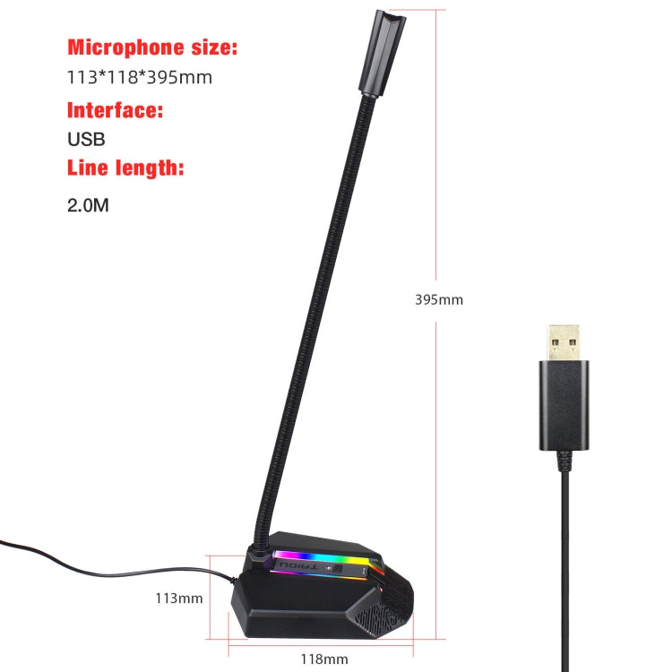 HXSJ TSP202 RGB Lighting Bendable USB Voice Chat Video Conference Microphone - Microphone by HXSJ | Online Shopping UK | buy2fix