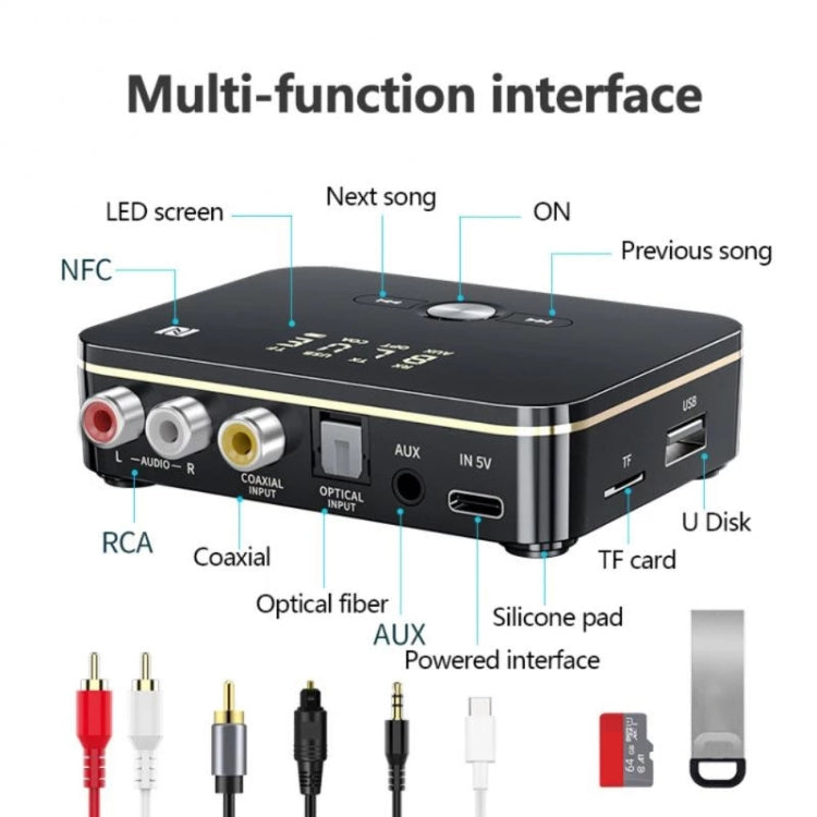 M8 NFC 2 in 1 NFC Optical Coaxial Bluetooth 5.0 Audio Transmitter Receiver with Digital Display - Apple Accessories by buy2fix | Online Shopping UK | buy2fix