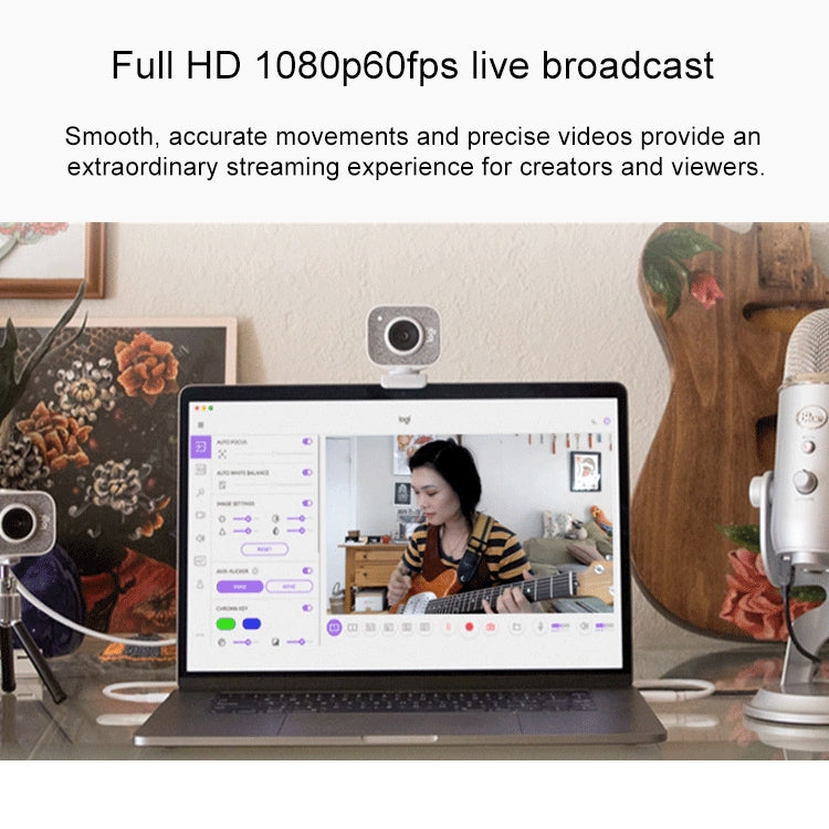 Logitech StreamCam Full HD 1080P / 60fps Auto Focus USB-C / Type-C Port Live Broadcast Gaming Webcam, Built-in Microphone (White) - HD Camera by Logitech | Online Shopping UK | buy2fix