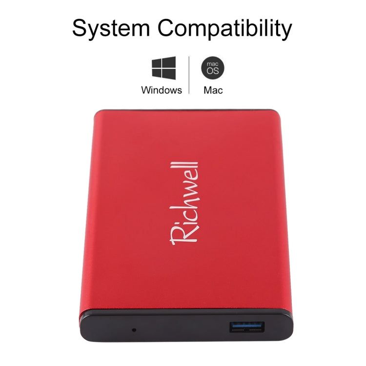 Richwell SATA R2-SATA-1TGB 1TB 2.5 inch USB3.0 Super Speed Interface Mobile Hard Disk Drive(Red) - External Hard Drives by buy2fix | Online Shopping UK | buy2fix