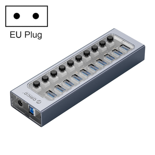 ORICO AT2U3-10AB-GY-BP 10 Ports USB 3.0 HUB with Individual Switches & Blue LED Indicator, EU Plug - USB 3.0 HUB by ORICO | Online Shopping UK | buy2fix