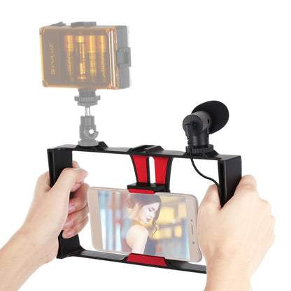 PULUZ 2 in 1 Live Broadcast Smartphone Video Rig + Microphone Kits for iPhone, Galaxy, Huawei, Xiaomi, HTC, LG, Google, and Other Smartphones(Red) - Camera Cage by PULUZ | Online Shopping UK | buy2fix