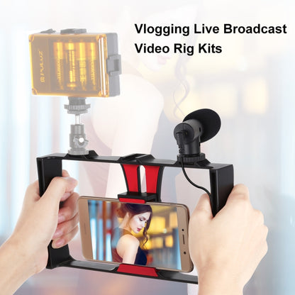 PULUZ 2 in 1 Live Broadcast Smartphone Video Rig + Microphone Kits for iPhone, Galaxy, Huawei, Xiaomi, HTC, LG, Google, and Other Smartphones(Red) - Camera Cage by PULUZ | Online Shopping UK | buy2fix