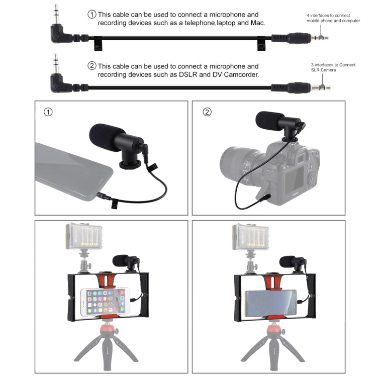 PULUZ 2 in 1 Live Broadcast Smartphone Video Rig + Microphone Kits for iPhone, Galaxy, Huawei, Xiaomi, HTC, LG, Google, and Other Smartphones(Red) - Camera Cage by PULUZ | Online Shopping UK | buy2fix