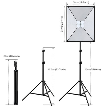 PULUZ Softbox Lighting Kit 2 PCS 50x70cm Professional Photo Studio Photography Light Equipment with 8 x E27 20W E27 Socket Bulb Photography Lighting Kit for Filming Portrait Shooting / Fashion Advertising Photography(EU Plug) - Stand Bracket by PULUZ | Online Shopping UK | buy2fix