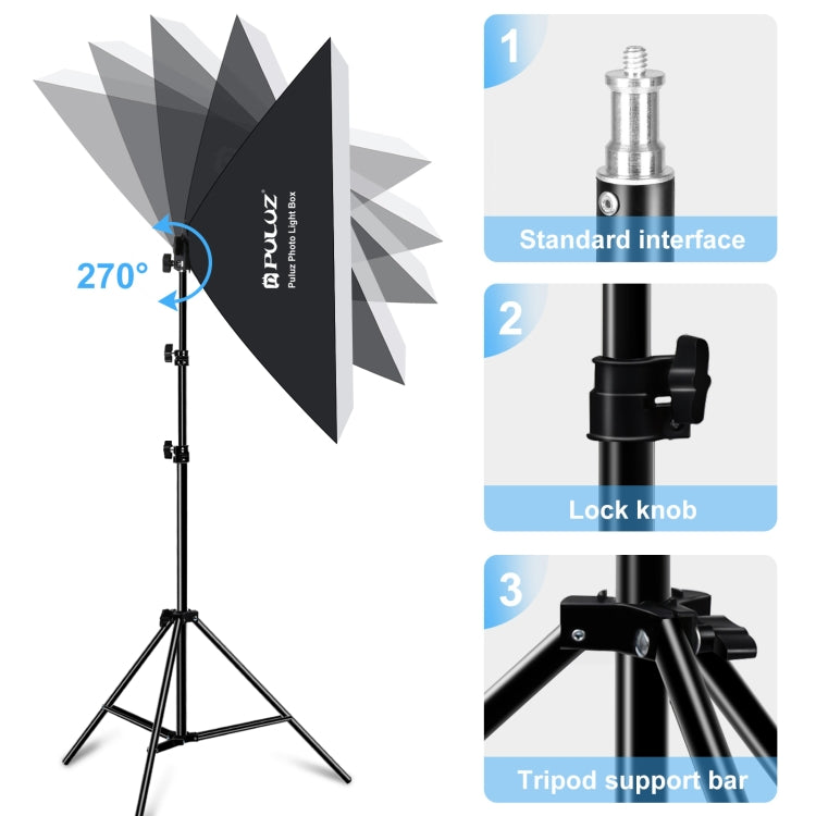 PULUZ Softbox Lighting Kit 2 PCS 50x70cm Professional Photo Studio Photography Light Equipment with 8 x E27 20W E27 Socket Bulb Photography Lighting Kit for Filming Portrait Shooting / Fashion Advertising Photography(EU Plug) - Stand Bracket by PULUZ | Online Shopping UK | buy2fix