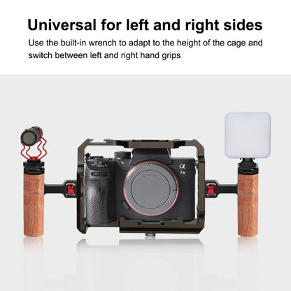 PULUZ 1/4 inch Screw Universal Camera Wooden Side Handle with Cold Shoe Mount for Camera Cage Stabilizer(Black) - Camera Stabilizer by PULUZ | Online Shopping UK | buy2fix