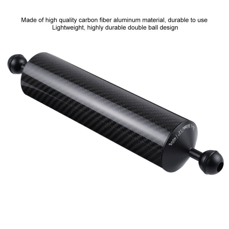 PULUZ 12.79 inch 32.5cm Length 60mm Diameter Dual Balls Carbon Fiber Floating Arm, Ball Diameter: 25mm, Buoyancy: 400g - Diving Accessories by PULUZ | Online Shopping UK | buy2fix