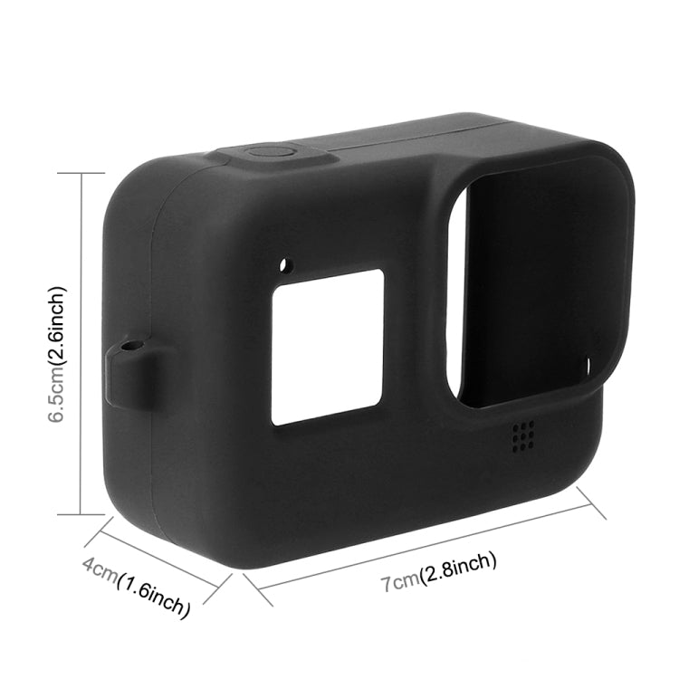 PULUZ Silicone Protective Case Cover with Wrist Strap for GoPro HERO8 Black(Black) - DJI & GoPro Accessories by PULUZ | Online Shopping UK | buy2fix