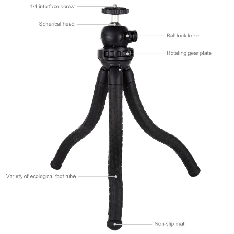 PULUZ Mini Octopus Flexible Tripod Holder with Ball Head for SLR Cameras, GoPro, Cellphone, Size:30cmx5cm - Portable Mini Tripod by PULUZ | Online Shopping UK | buy2fix