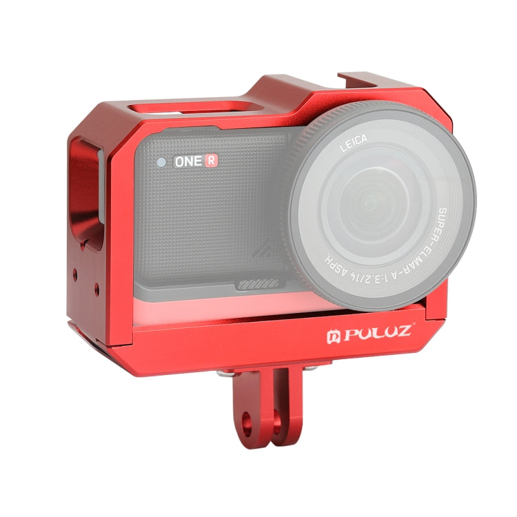 PULUZ Aluminum alloy Frame Mount Protective Case Cage with Cold Shoe Base Slot & Tripod Base Adapter for Insta360 One R(Red) - DJI & GoPro Accessories by PULUZ | Online Shopping UK | buy2fix