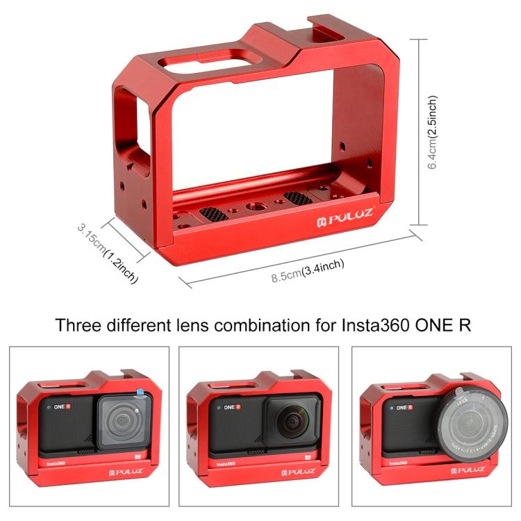 PULUZ Aluminum alloy Frame Mount Protective Case Cage with Cold Shoe Base Slot & Tripod Base Adapter for Insta360 One R(Red) - DJI & GoPro Accessories by PULUZ | Online Shopping UK | buy2fix